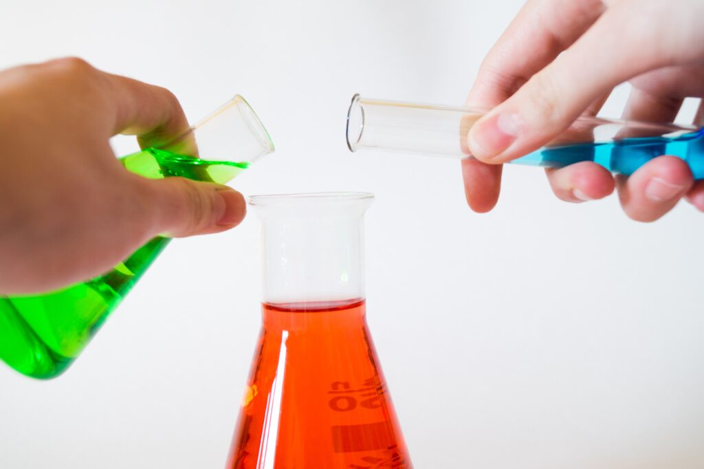 a flask in a chemistry lab