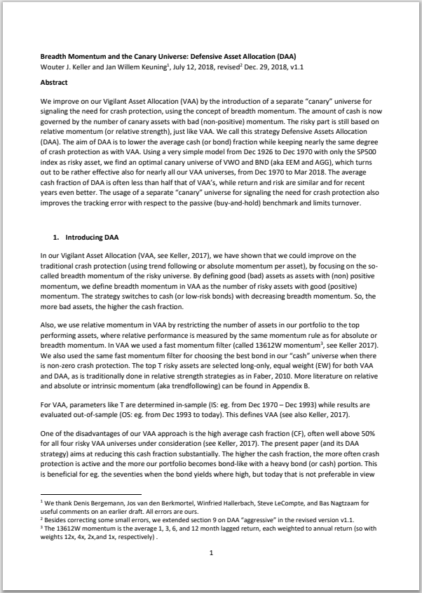 whitepaper: Keller's Defensive Asset Allocation